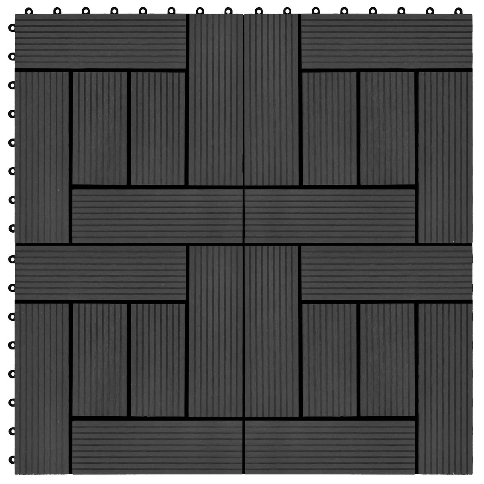 Piastrella per Decking 22 pcs Nero 30 x 30 cm WPC | homemem39