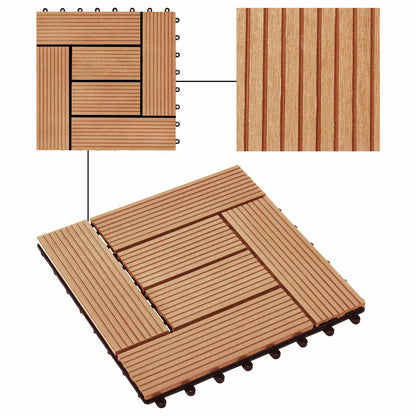 Piastrella per Decking 22 pcs Teak riciclato 30 x 30 cm WPC | homemem39
