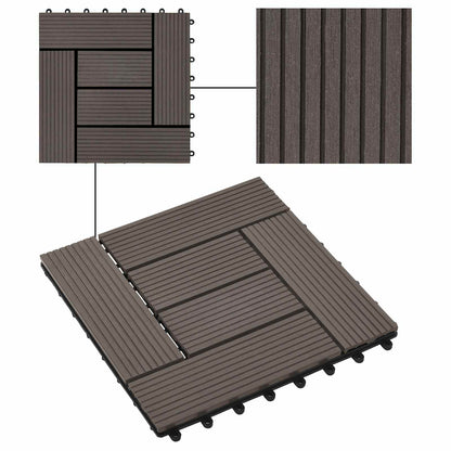 Piastrella per Decking 22 pcs Marrone Scuro 30 x 30 cm WPC | homemem39