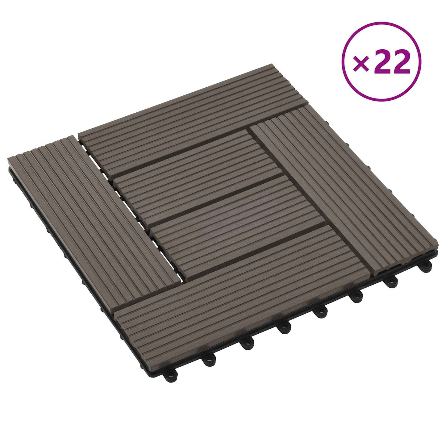 Piastrella per Decking 22 pcs Marrone Scuro 30 x 30 cm WPC | homemem39