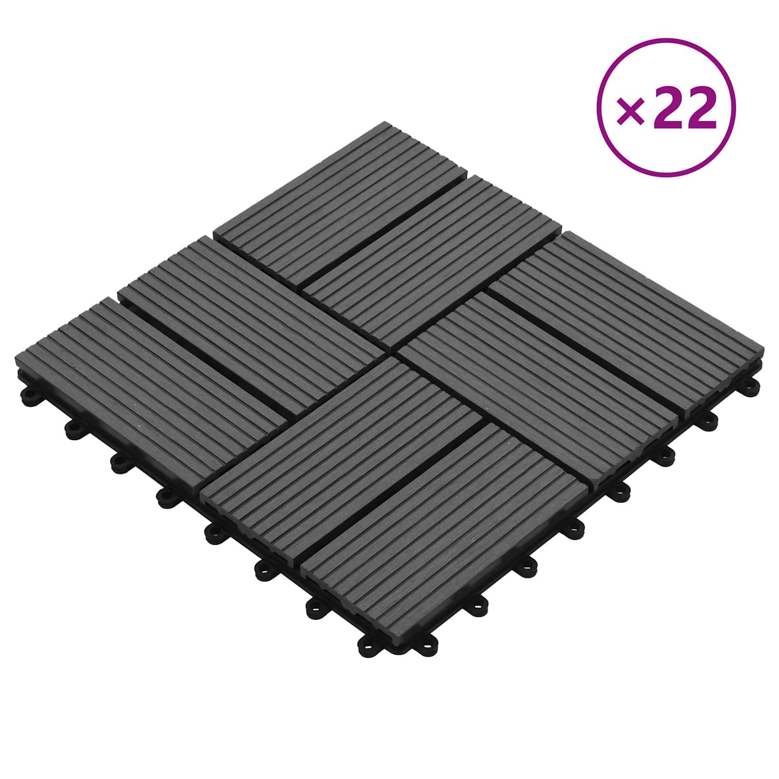 Piastrella per Decking 22 pcs Grigio 30 x 30 cm WPC | homemem39