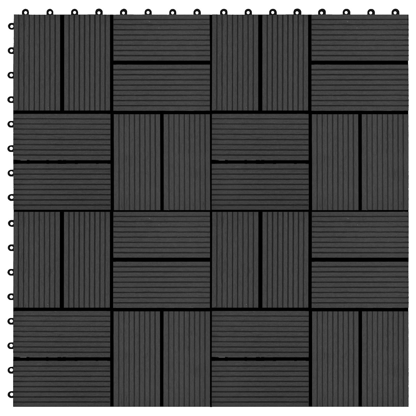 Piastrella per Decking 22 pcs Nero 30 x 30 cm WPC | homemem39