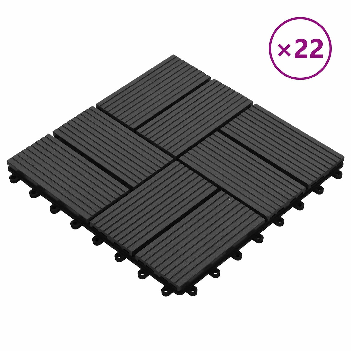 Piastrella per Decking 22 pcs Nero 30 x 30 cm WPC | homemem39