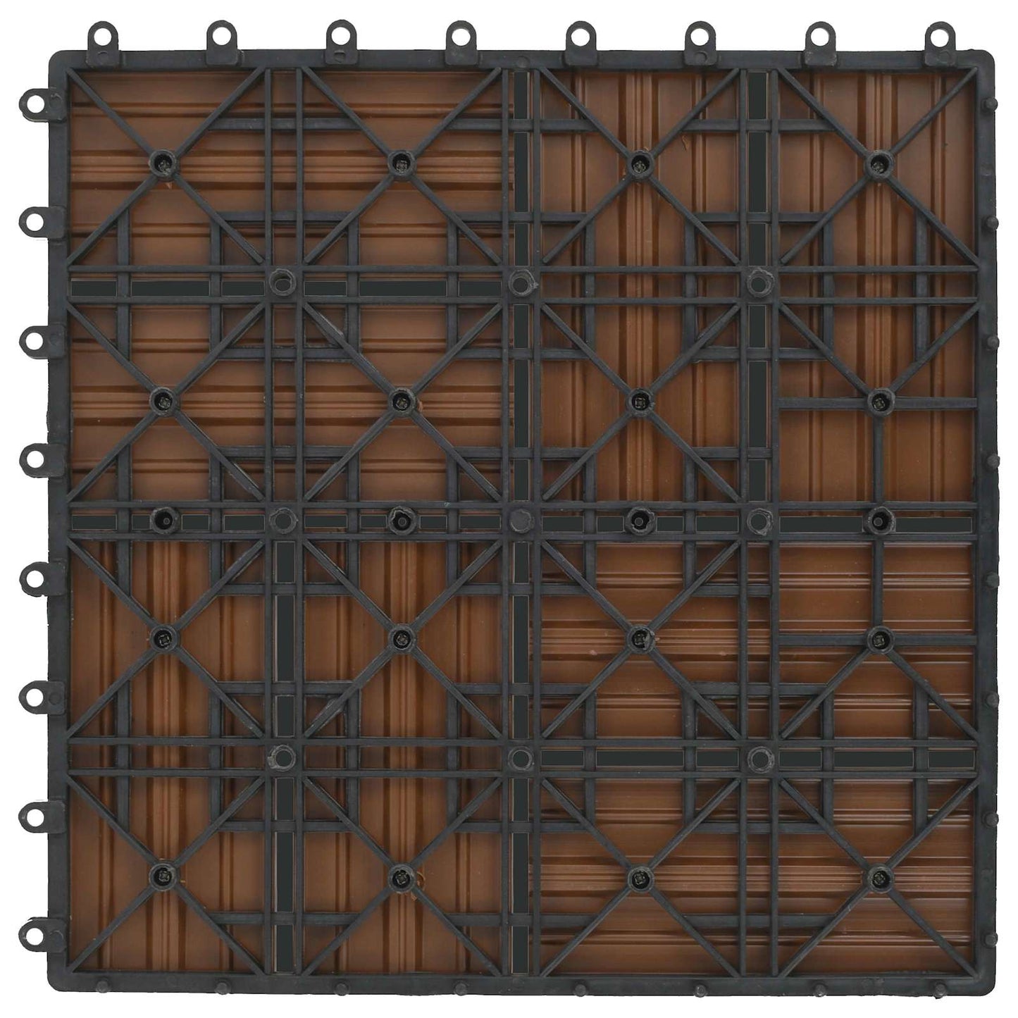 Piastrella per Decking 22 pcs Teak riciclato 30 x 30 cm WPC | homemem39