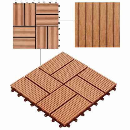 Piastrella per Decking 22 pcs Teak riciclato 30 x 30 cm WPC | homemem39