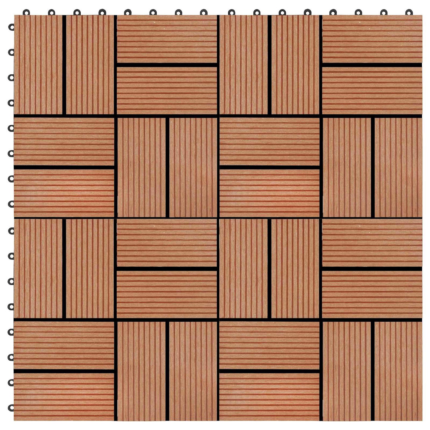 Piastrella per Decking 22 pcs Teak riciclato 30 x 30 cm WPC | homemem39