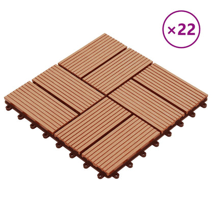 Piastrella per Decking 22 pcs Teak riciclato 30 x 30 cm WPC | homemem39