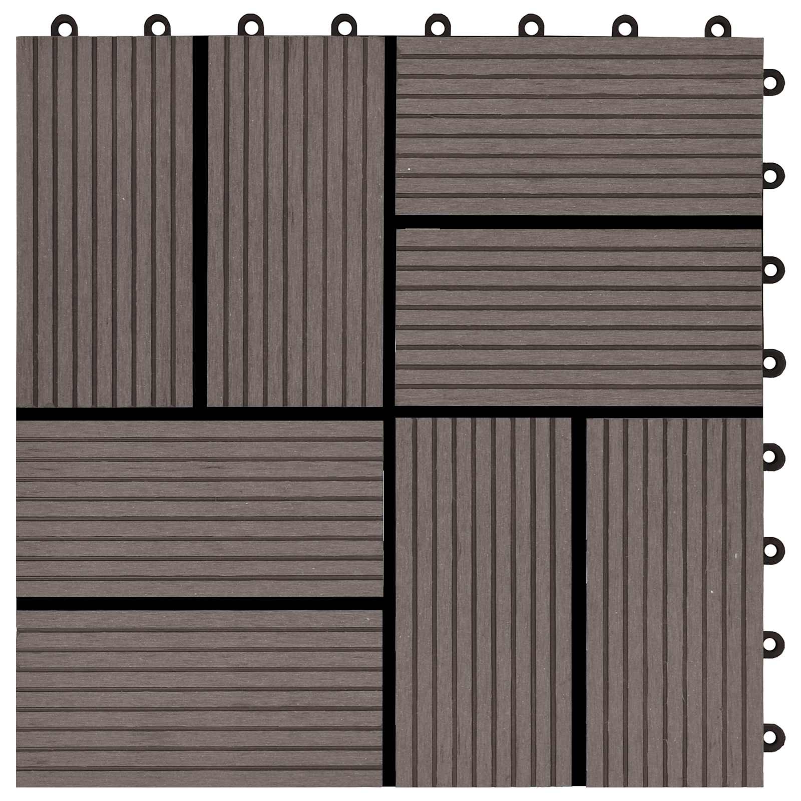 Piastrella per Decking 22 pcs Marrone Scuro 30 x 30 cm WPC | homemem39