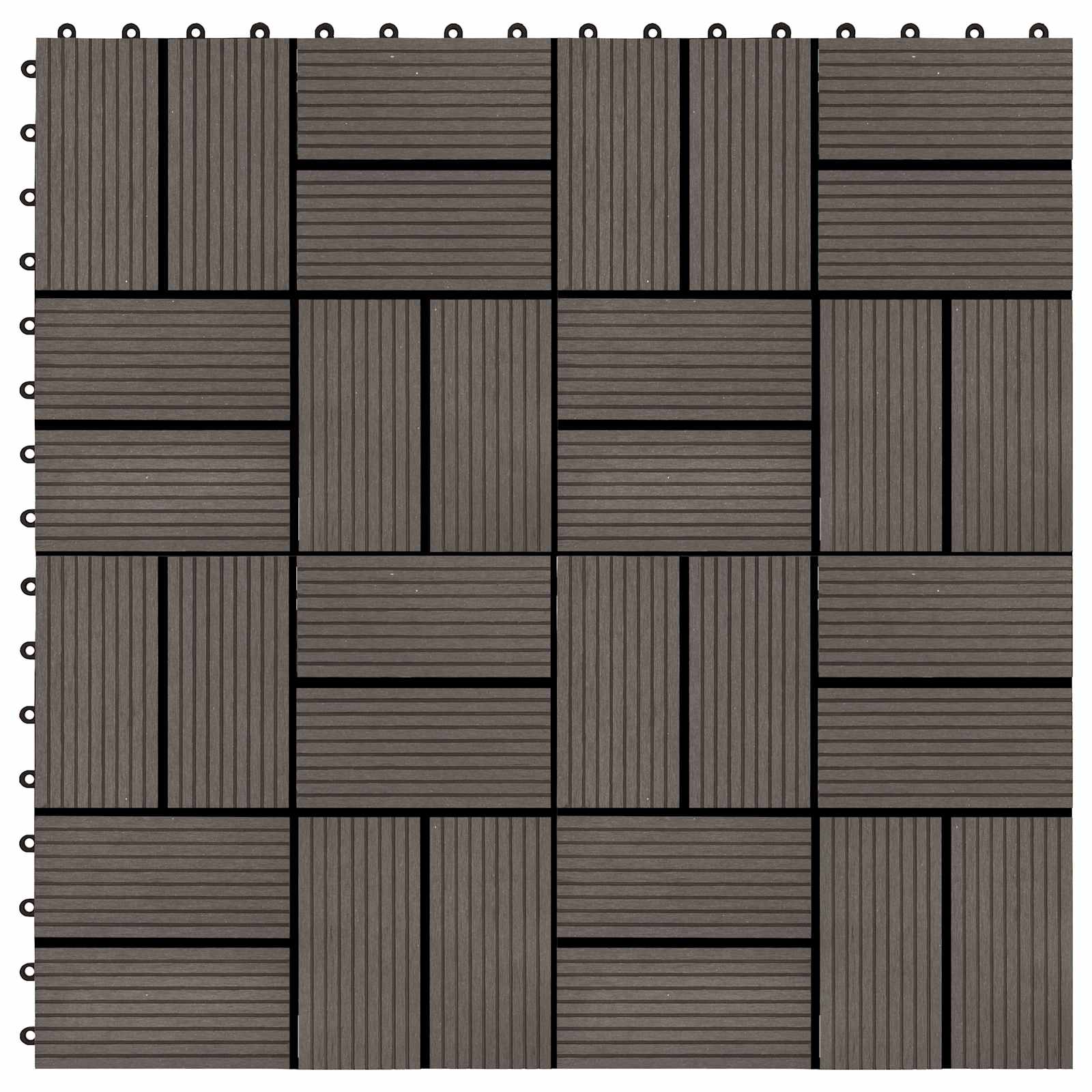 Piastrella per Decking 22 pcs Marrone Scuro 30 x 30 cm WPC | homemem39