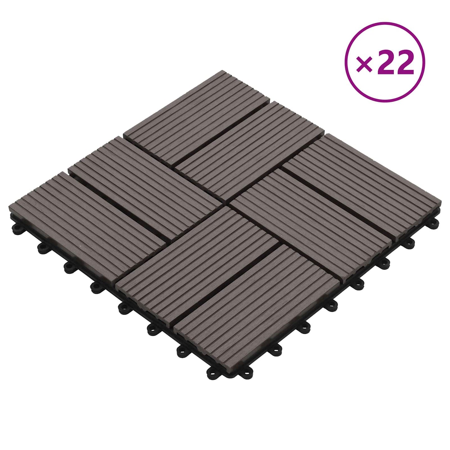 Piastrella per Decking 22 pcs Marrone Scuro 30 x 30 cm WPC | homemem39