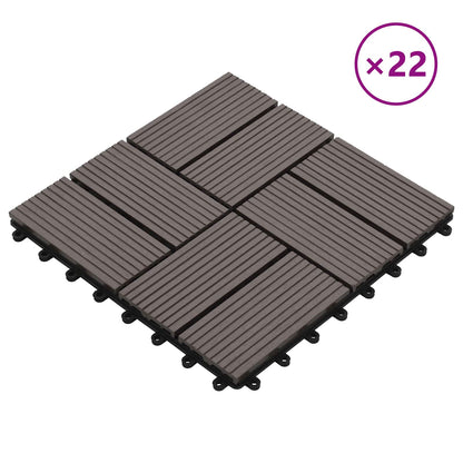 Piastrella per Decking 22 pcs Marrone Scuro 30 x 30 cm WPC | homemem39