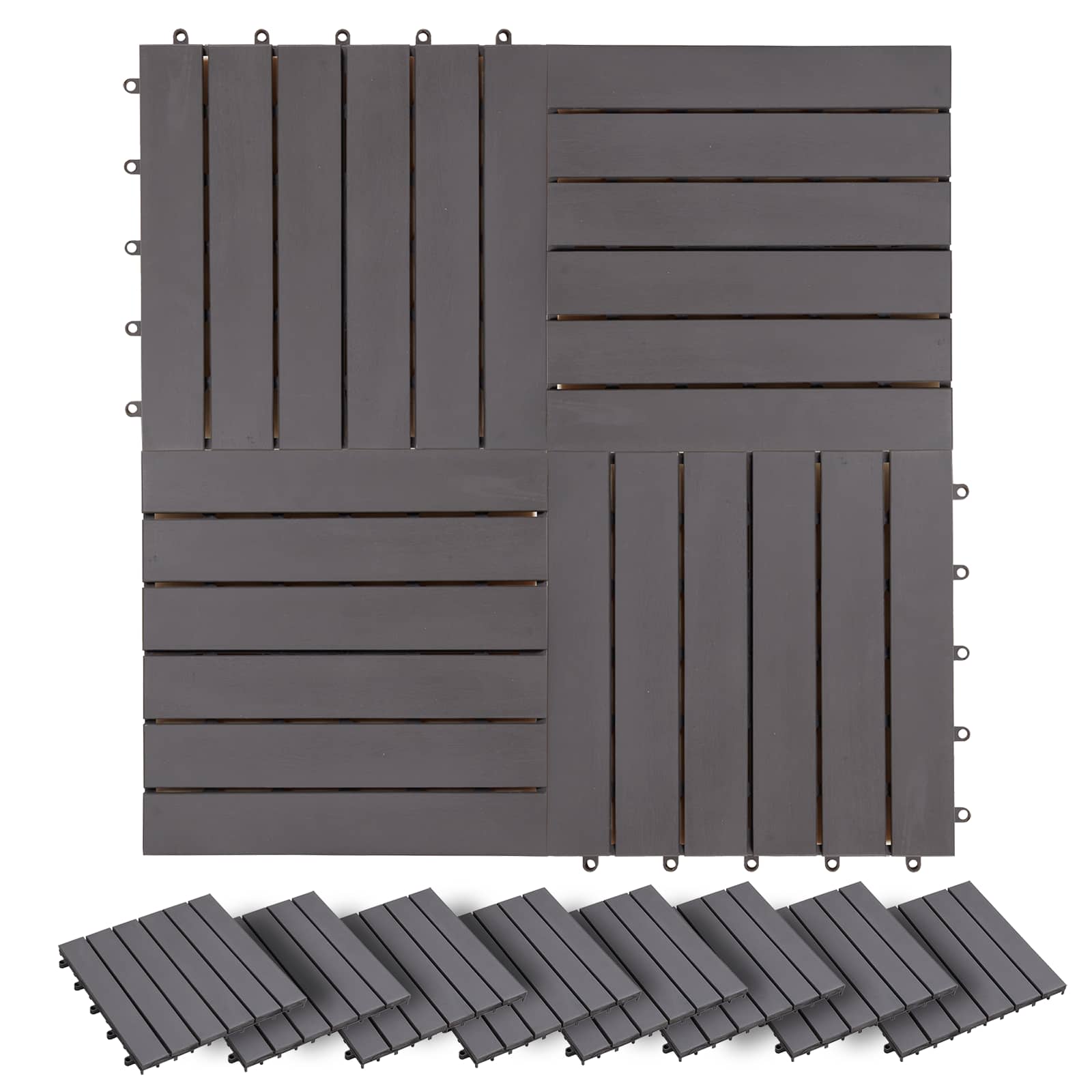 Piastrella per Decking 20 pcs Grigio 30 x 30 cm Legno di Acacia | homemem39