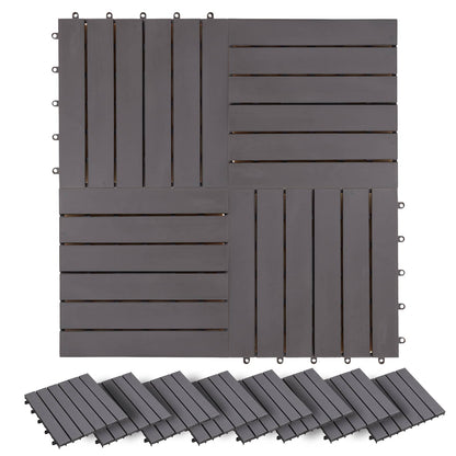 Piastrella per Decking 20 pcs Grigio 30 x 30 cm Legno di Acacia | homemem39