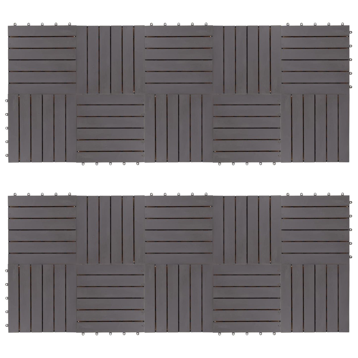 Piastrella per Decking 20 pcs Grigio 30 x 30 cm Legno di Acacia | homemem39