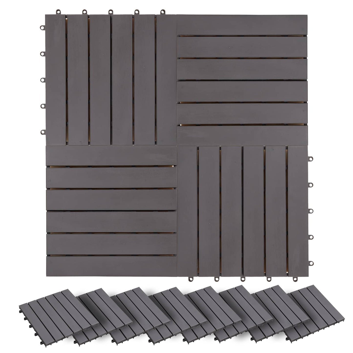 Piastrella per Decking 30 pcs Grigio 30 x 30 cm Legno di Acacia | homemem39