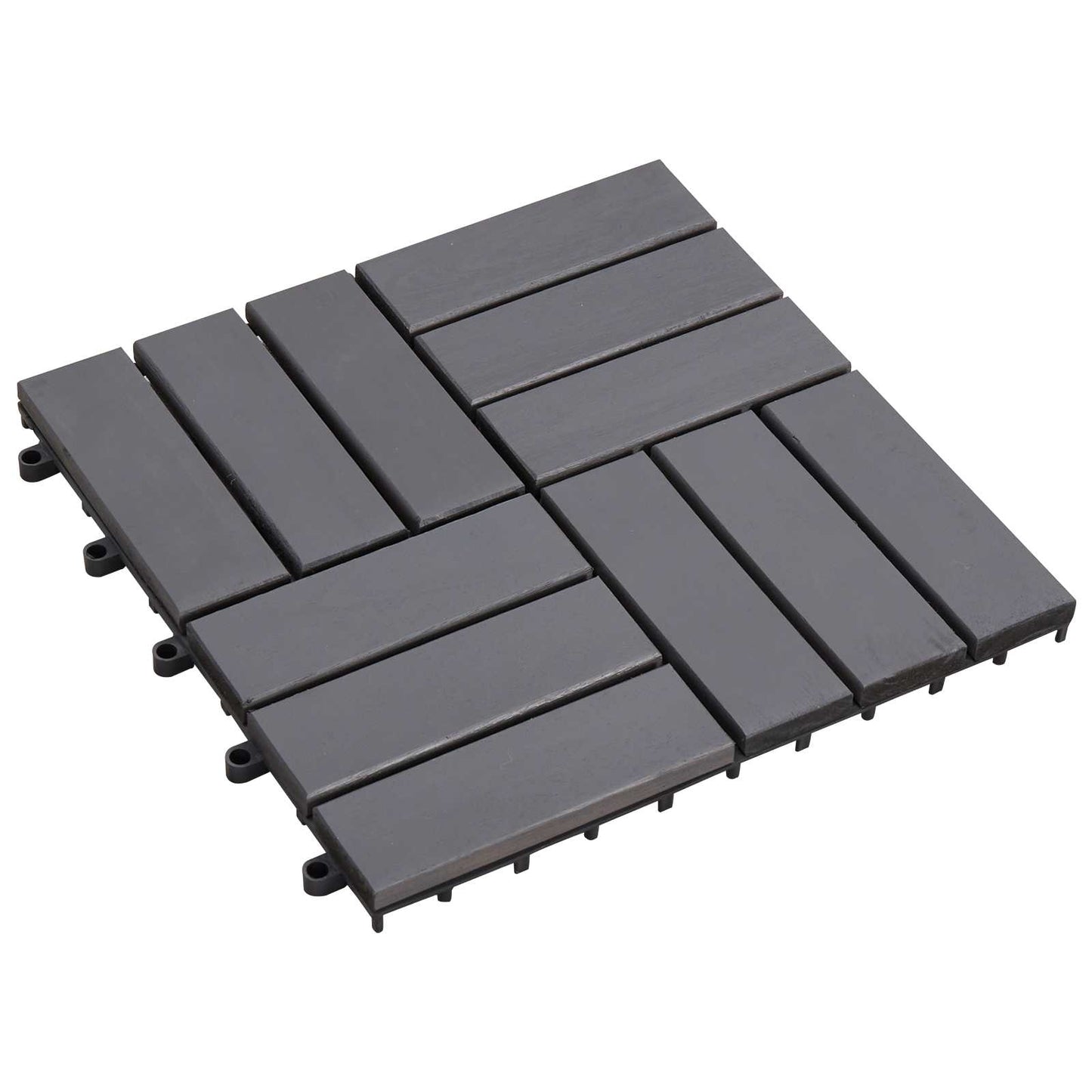 Piastrella per Decking 20 pcs Grigio 30 x 30 cm Legno di Acacia