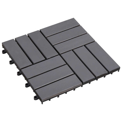Piastrella per Decking 20 pcs Grigio 30 x 30 cm Legno di Acacia