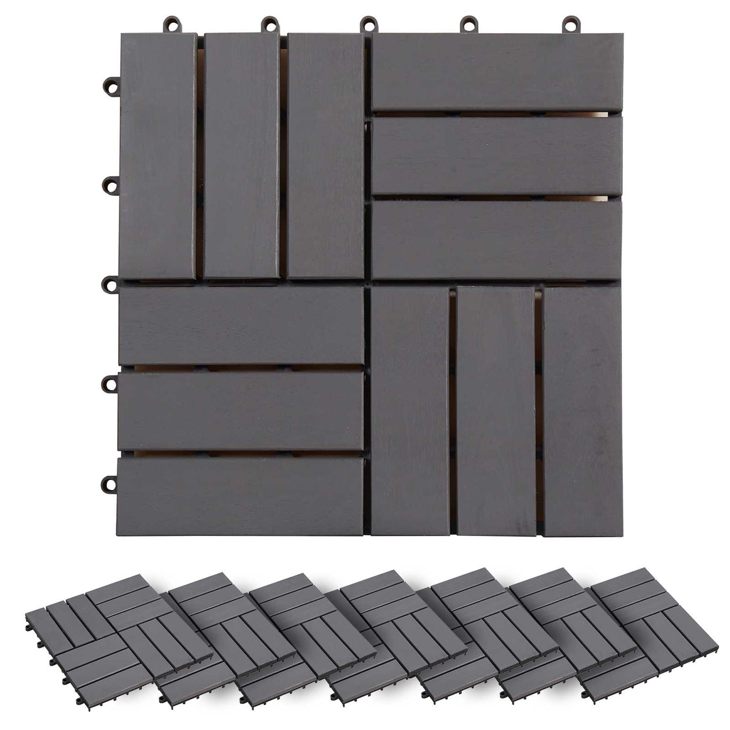Piastrella per Decking 20 pcs Grigio 30 x 30 cm Legno di Acacia | homemem39