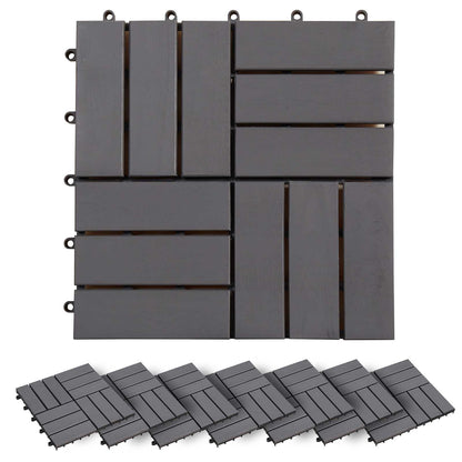 Piastrella per Decking 30 pcs Grigio 30 x 30 cm Legno di Acacia