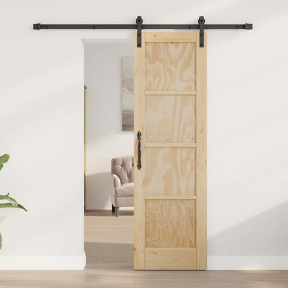 Porta scorrevole Naturale e Nero 61 x 198,5 cm | homemem39