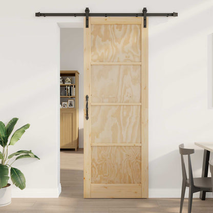 Porta scorrevole Naturale e Nero 83 x 232 cm | homemem39