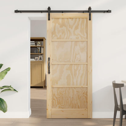 Porta scorrevole Naturale e Nero 86 x 198,5 cm | homemem39