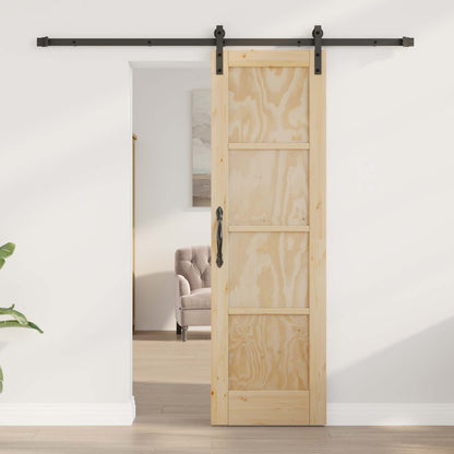 Porta scorrevole Naturale e Nero 61 x 198,5 cm | homemem39