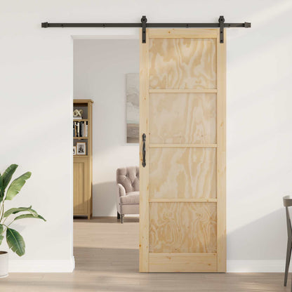 Porta scorrevole Naturale e Nero 83 x 232 cm | homemem39