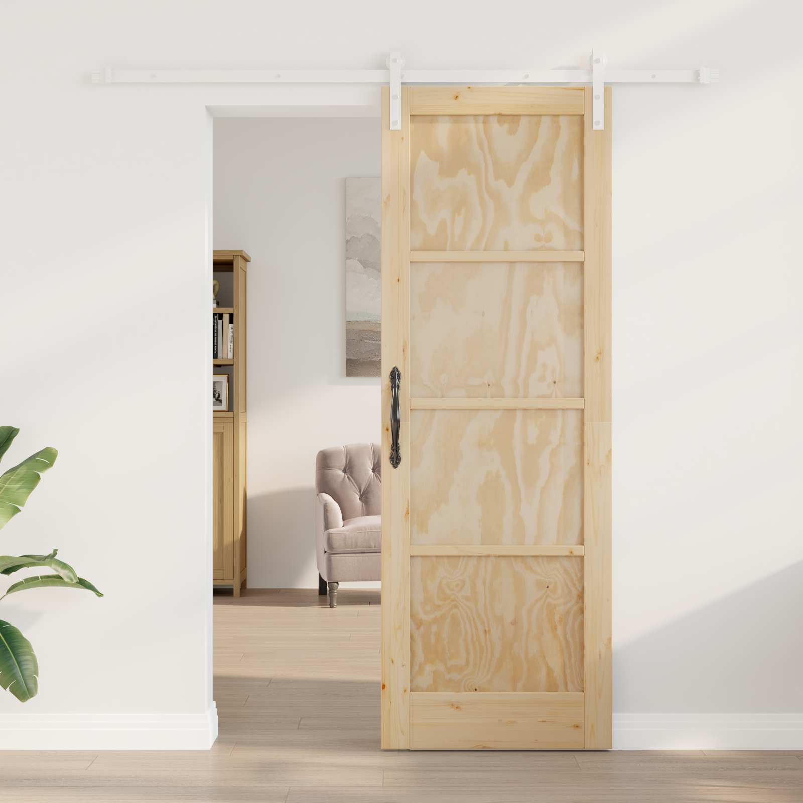 Porta scorrevole Naturale e Bianco 73,5 x 211 cm | homemem39