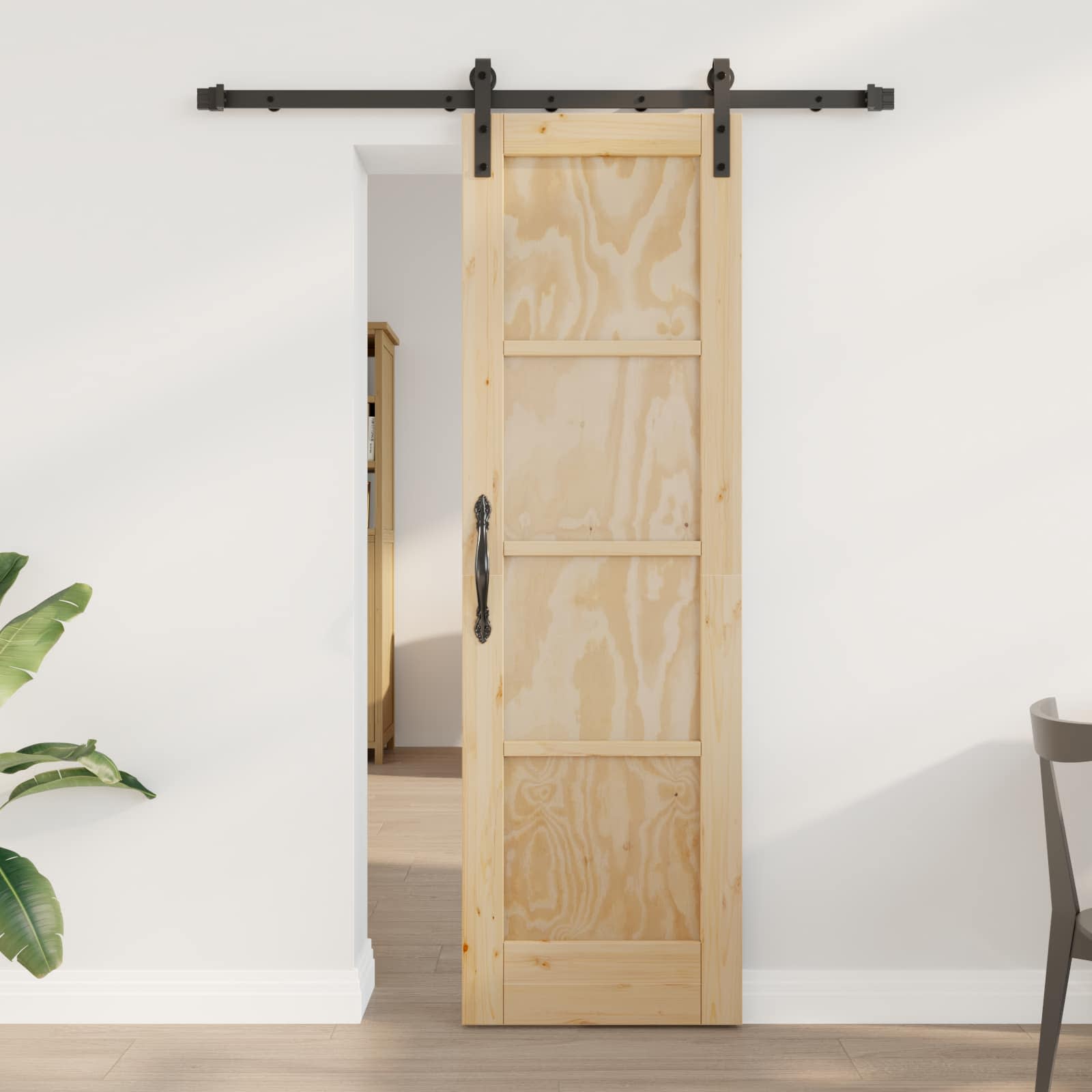 Porta scorrevole Naturale 61 x 198,5 cm Legno Massello di Pino | homemem39