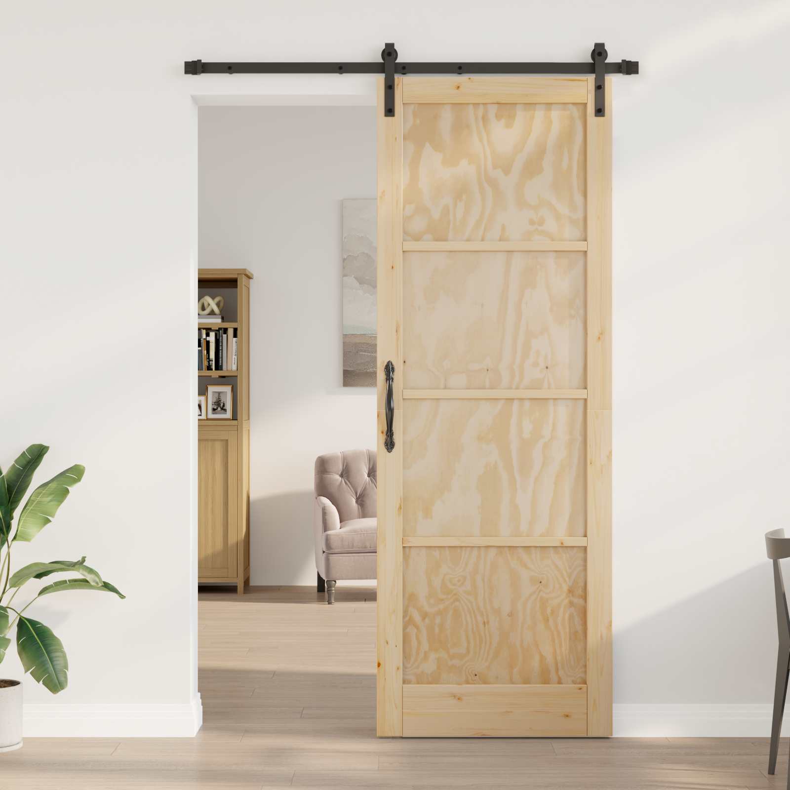 Porta scorrevole Naturale 83 x 232 cm Legno Massello di Pino | homemem39