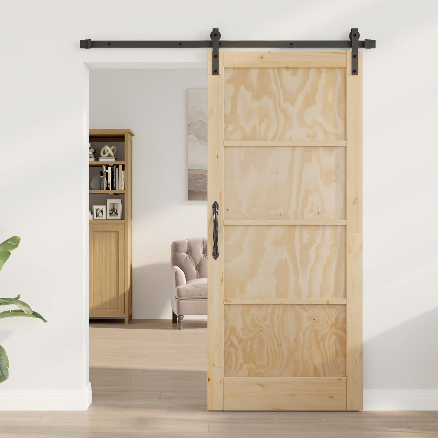 Porta scorrevole Naturale 86 x 198,5 cm Legno Massello di Pino | homemem39