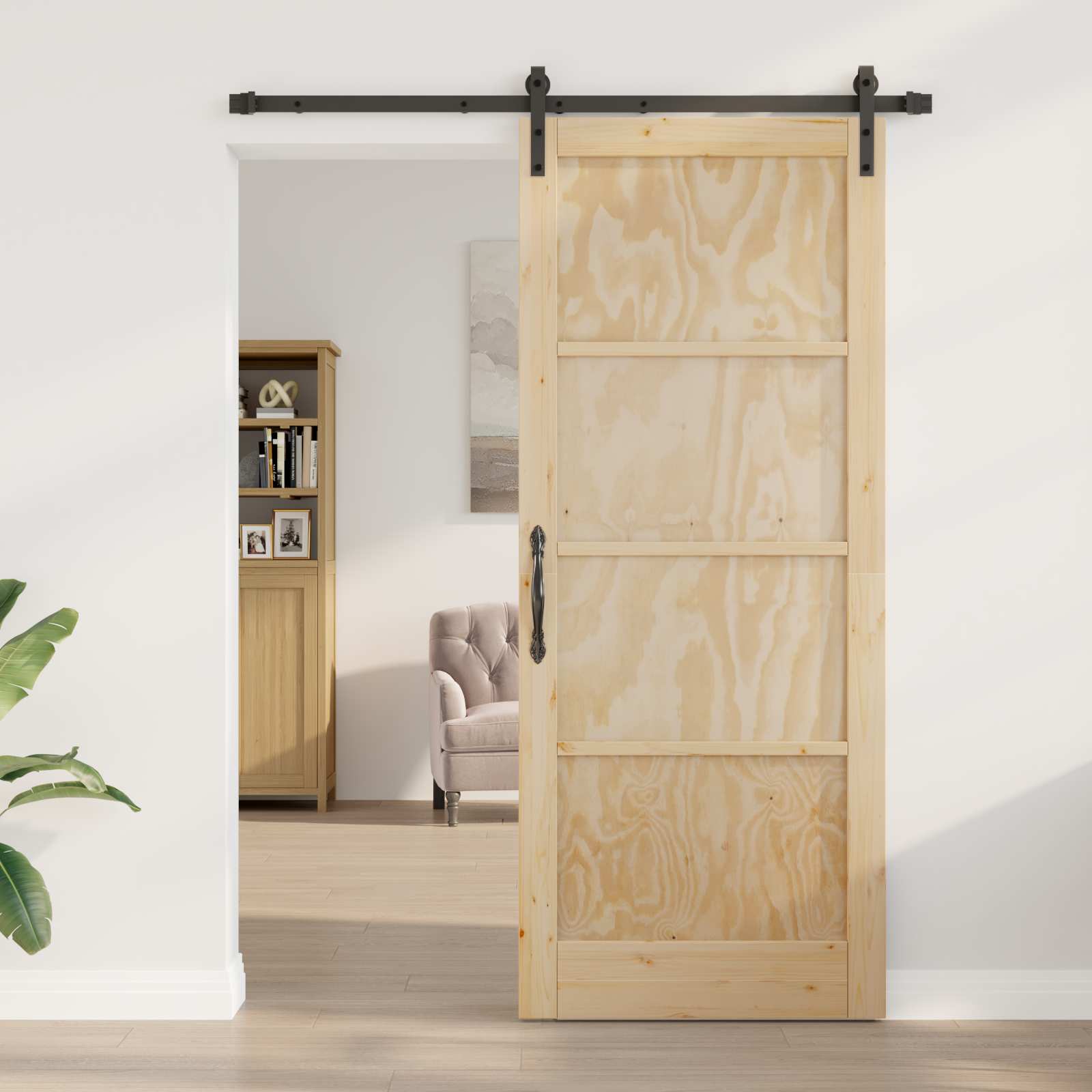 Porta scorrevole Naturale 86 x 211 cm Legno Massello di Pino | homemem39