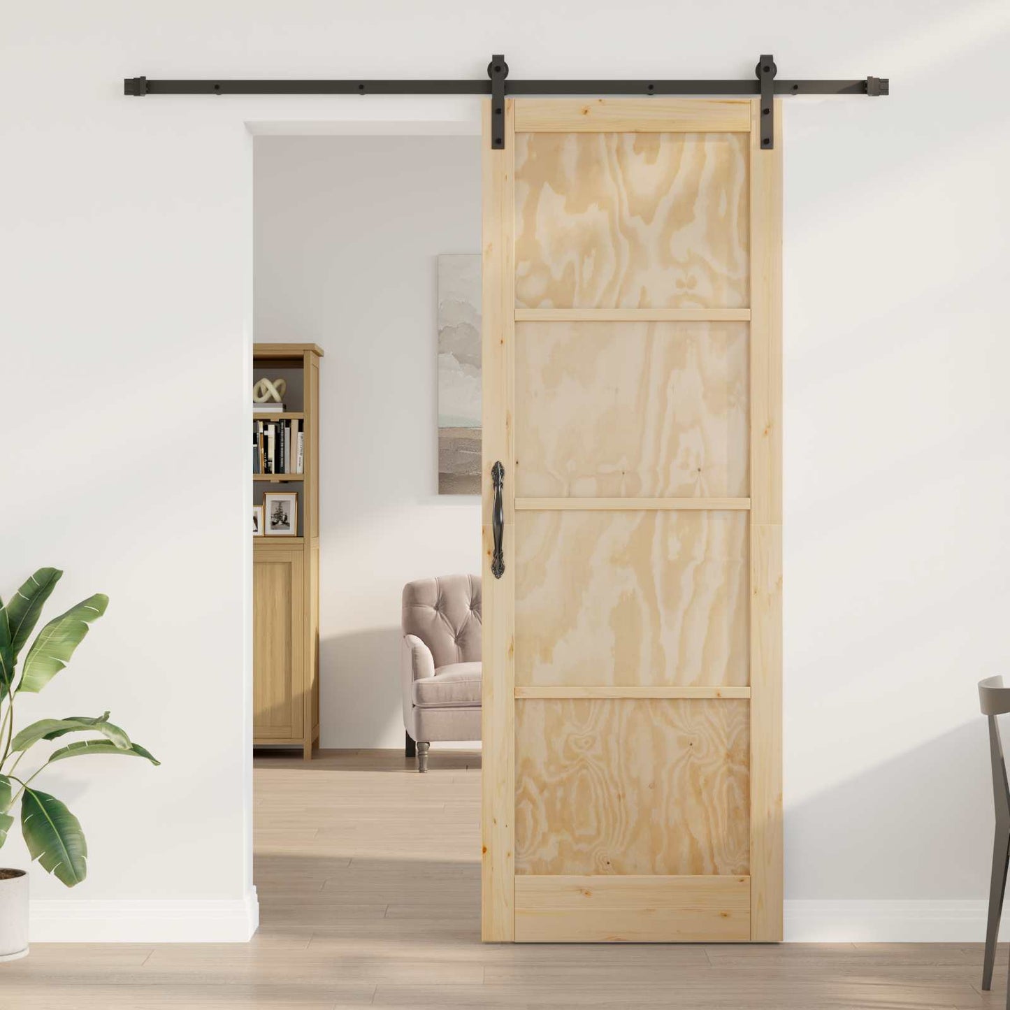 Porta scorrevole Naturale 83 x 232 cm Legno Massello di Pino | homemem39