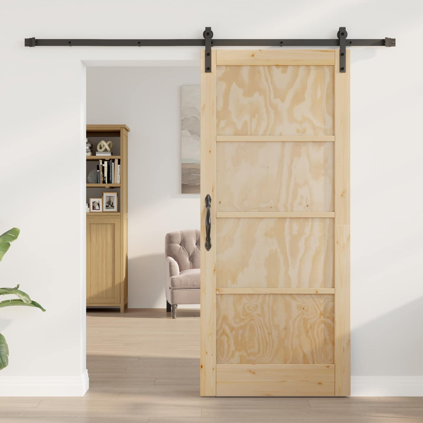 Porta scorrevole Naturale 86 x 198,5 cm Legno Massello di Pino | homemem39