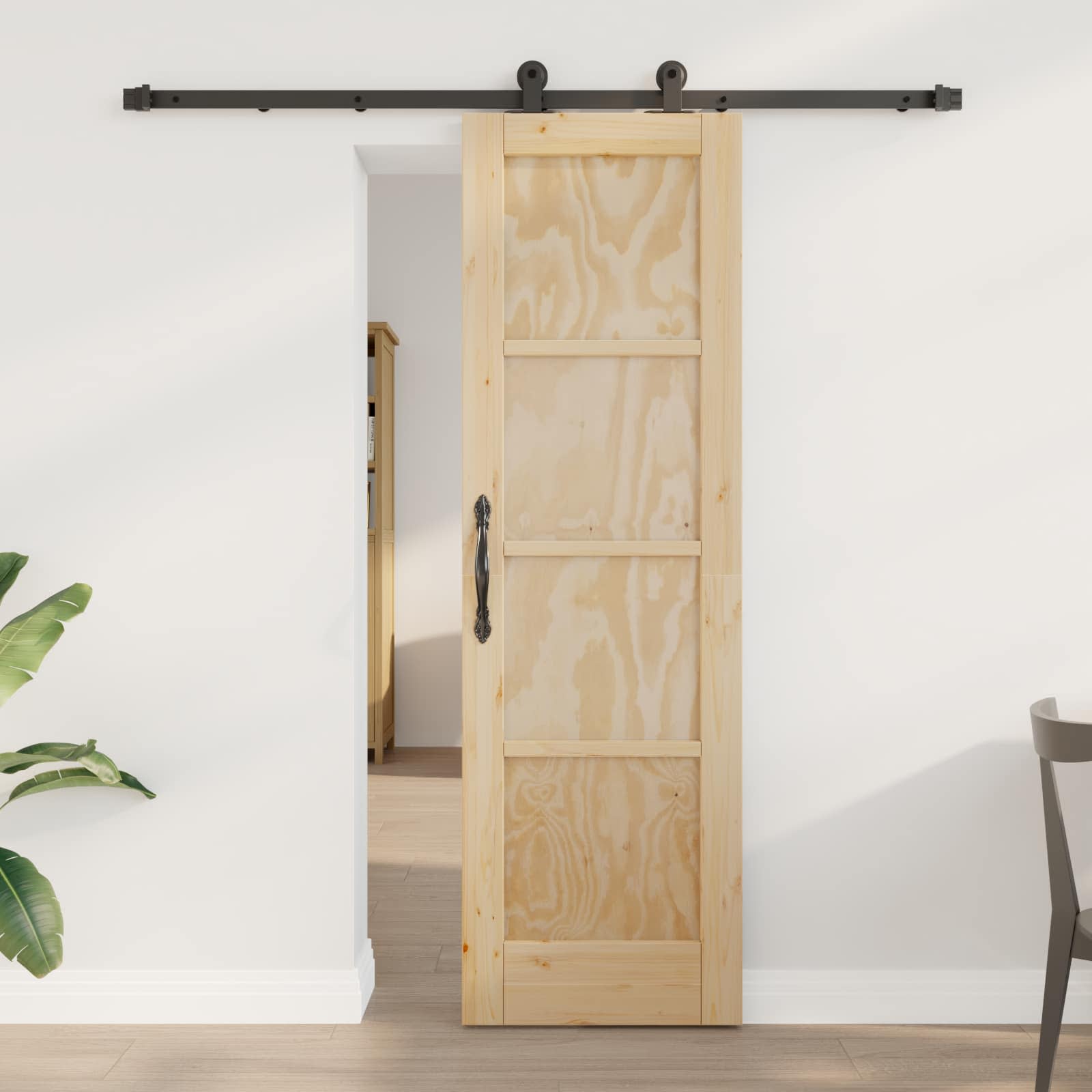 Porta scorrevole Naturale e Nero 61 x 198,5 cm | homemem39