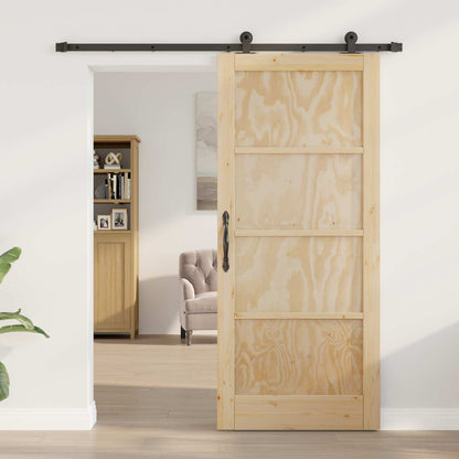 Porta scorrevole Naturale e Nero 86 x 198,5 cm | homemem39