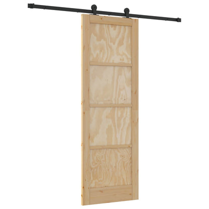 Porta scorrevole Naturale e Nero 73,5 x 211 cm | homemem39
