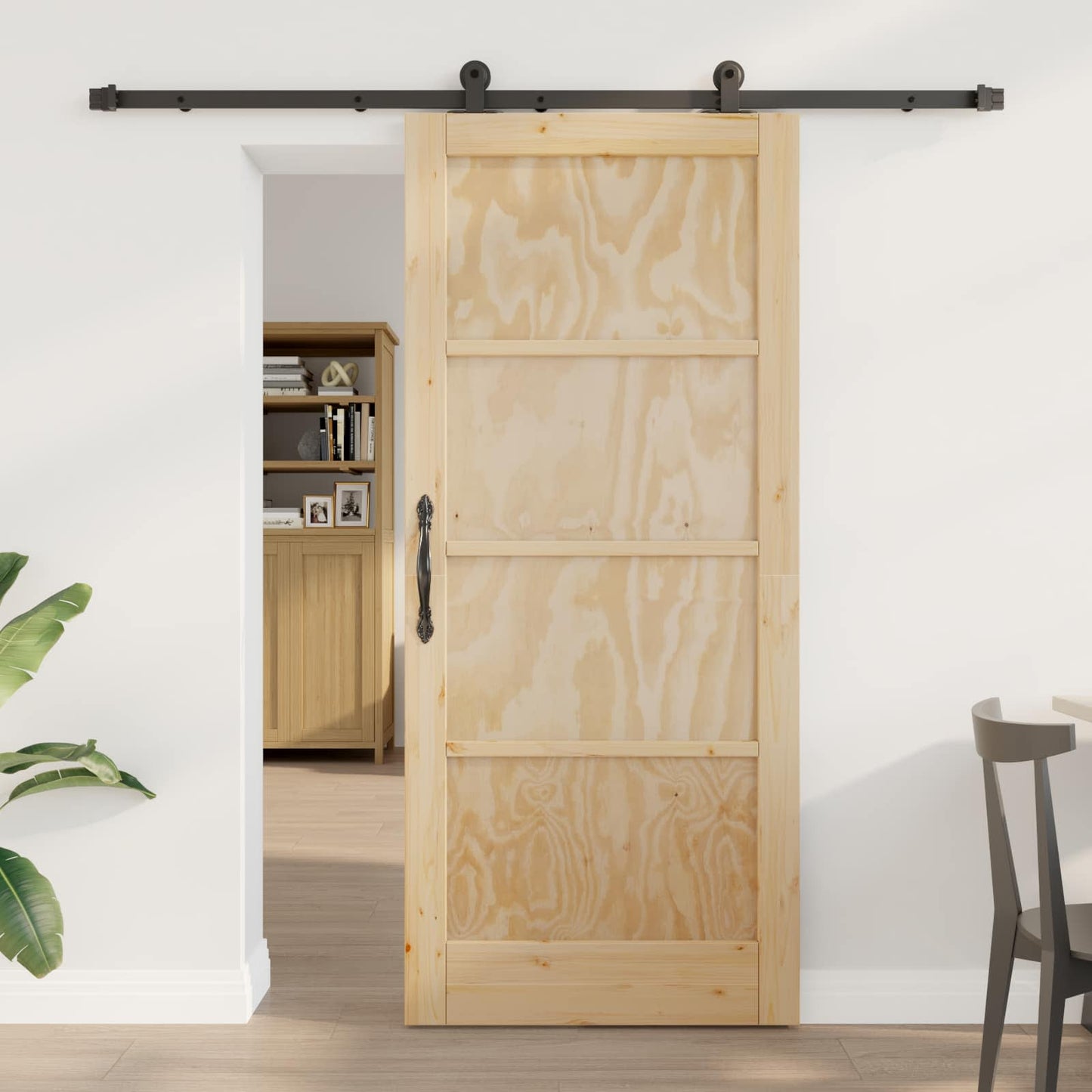 Porta scorrevole Naturale e Nero 86 x 198,5 cm | homemem39