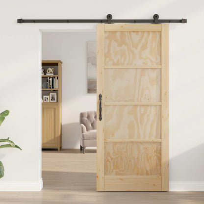 Porta scorrevole Naturale e Nero 86 x 198,5 cm | homemem39