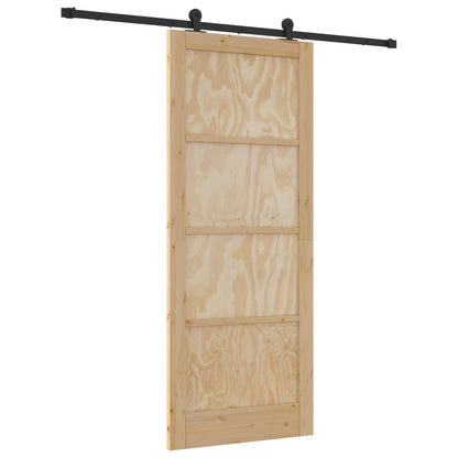 Porta scorrevole Naturale e Nero 86 x 211 cm | homemem39