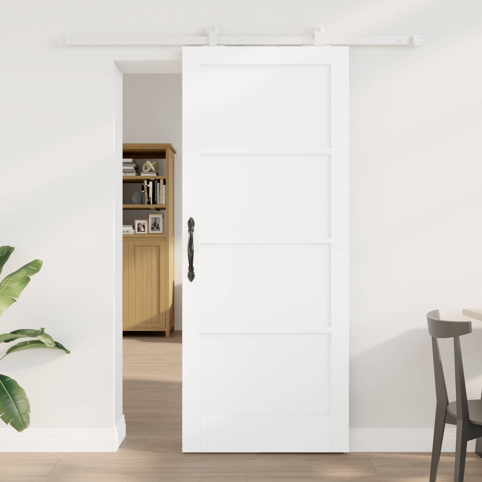 Porta scorrevole Bianco 83 x 202 cm Legno Massello di Pino | homemem39