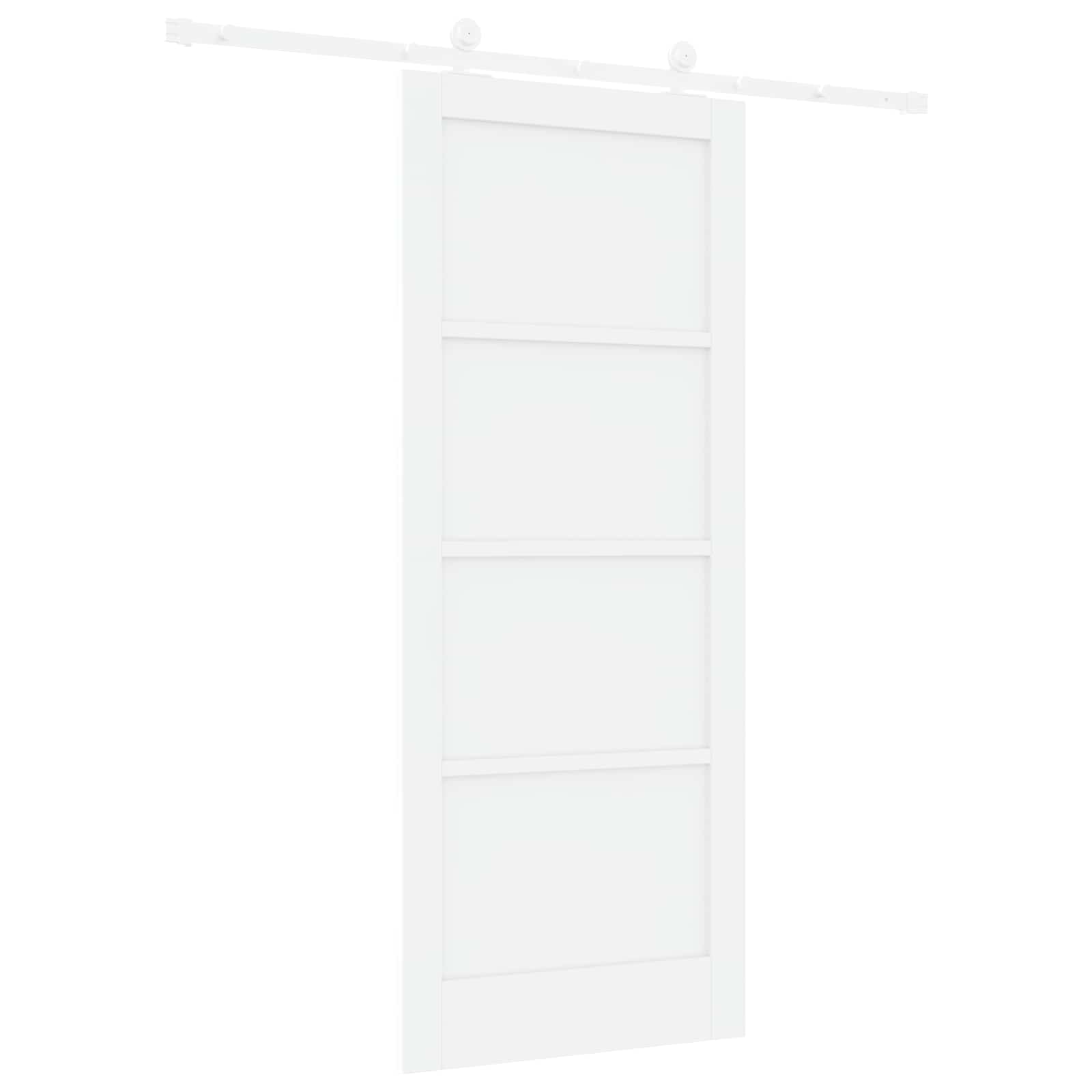 Porta scorrevole Bianco 83 x 202 cm Legno Massello di Pino | homemem39