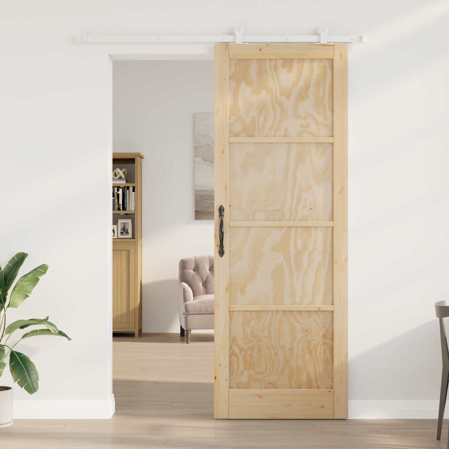 Porta scorrevole Naturale e Bianco 83 x 232 cm | homemem39
