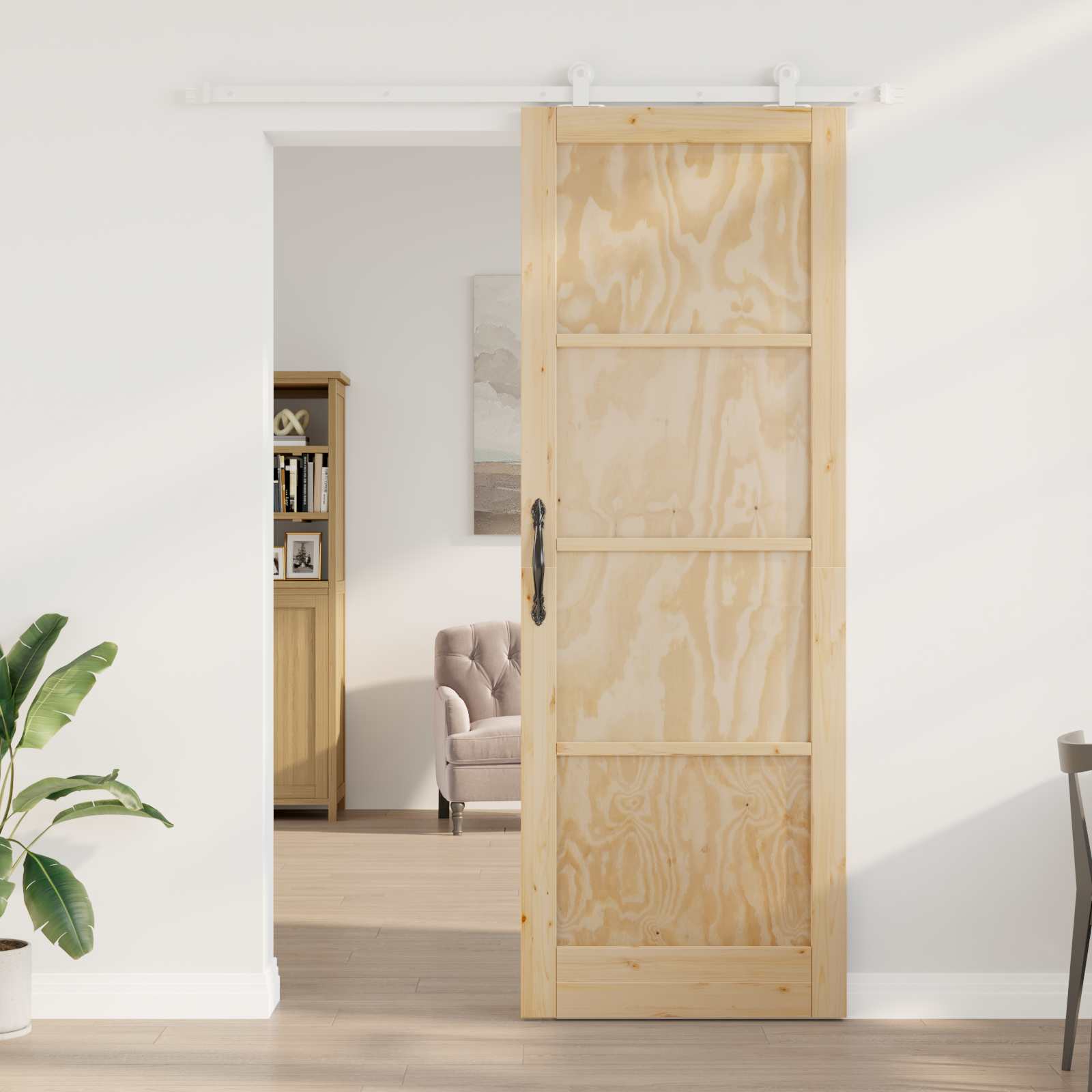 Porta scorrevole Naturale e Bianco 83 x 232 cm | homemem39