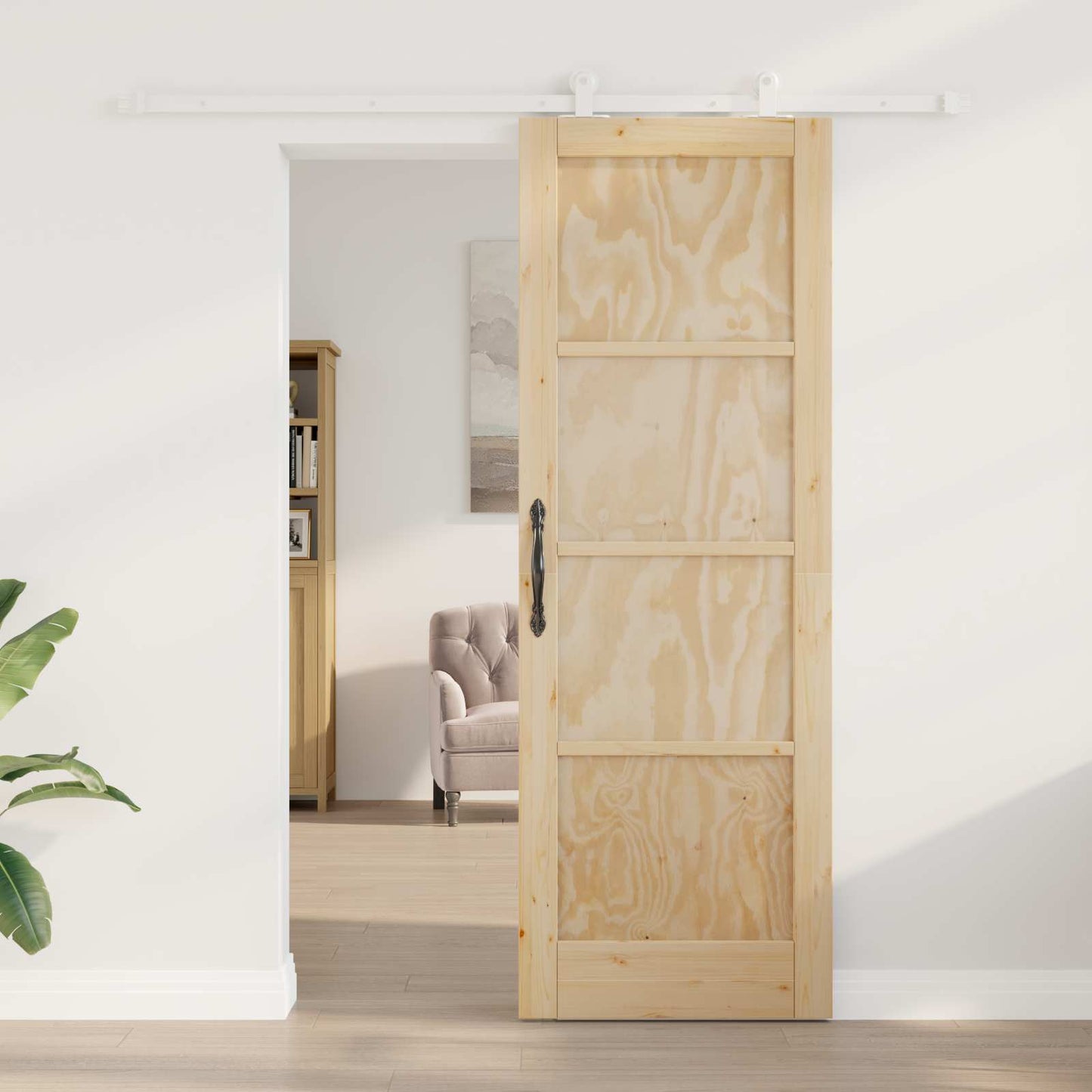 Porta scorrevole Naturale e Bianco 73,5 x 211 cm