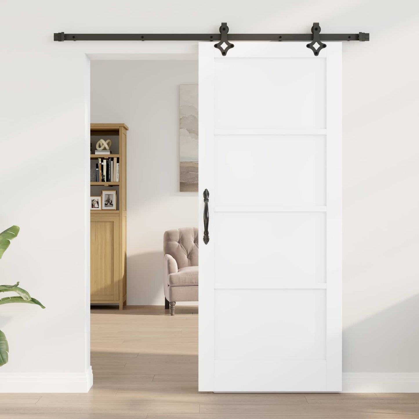 Porta scorrevole Bianco e Nero 83 x 202 cm