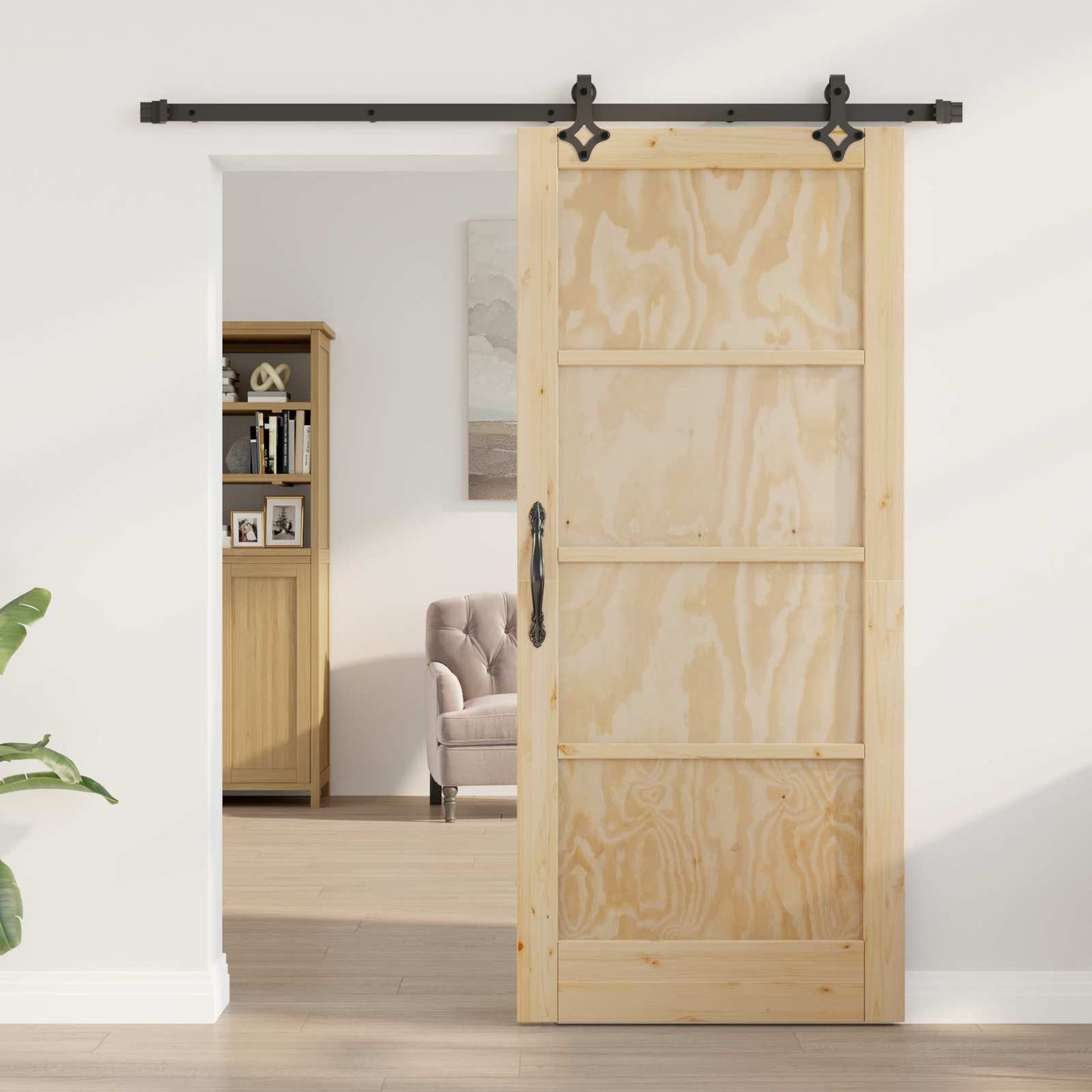 Porta scorrevole Naturale e Nero 86 x 198,5 cm | homemem39