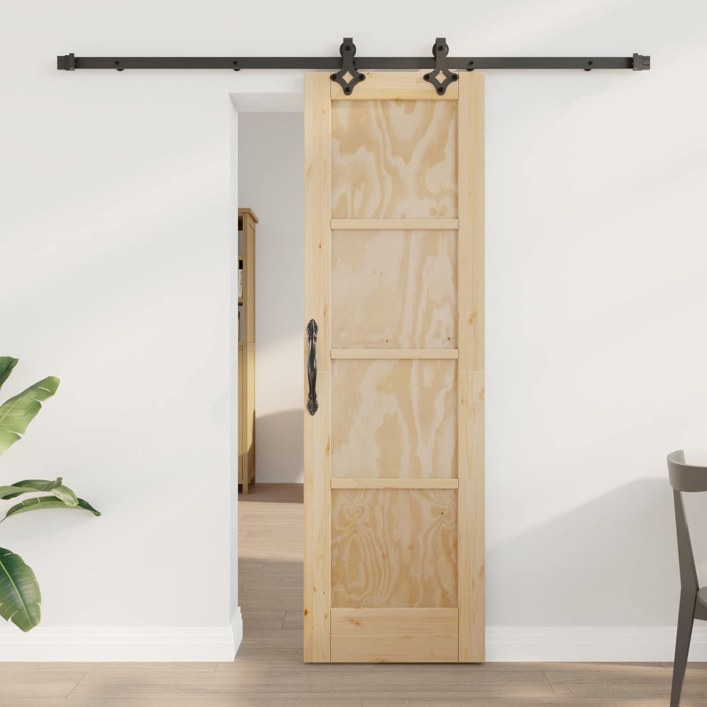 Porta scorrevole Naturale e Nero 61 x 198,5 cm | homemem39