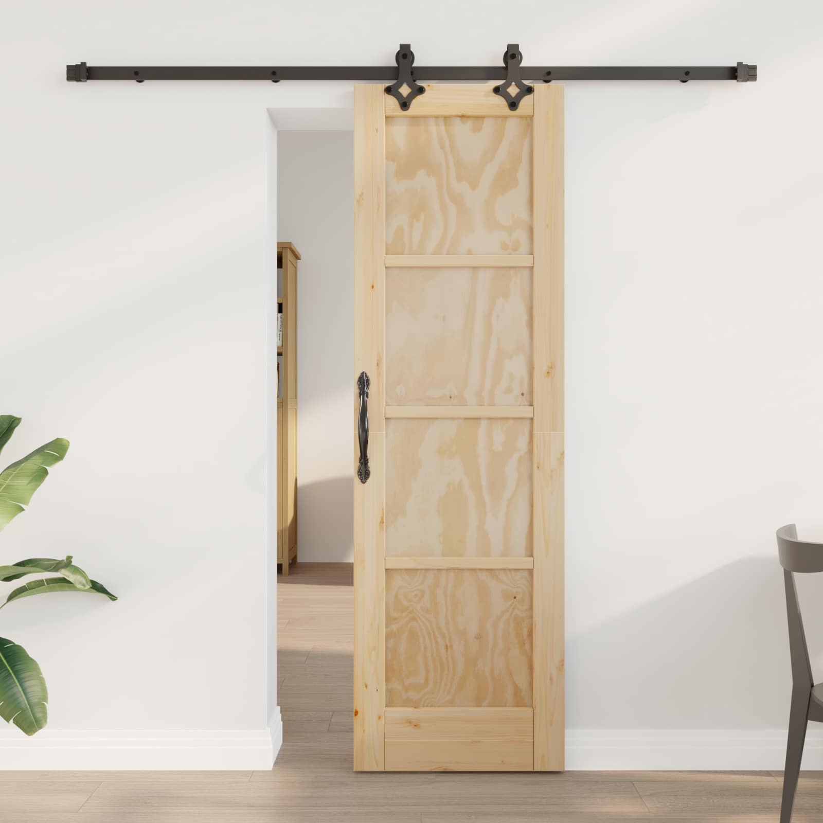 Porta scorrevole Naturale e Nero 61 x 198,5 cm | homemem39